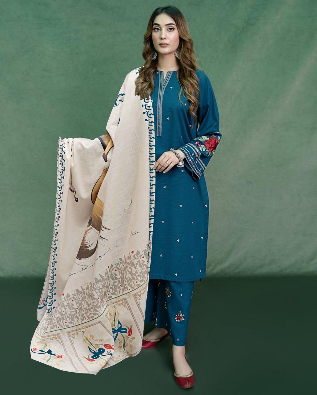 DHANAK 3PC EMBROIDERED