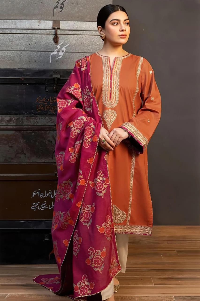DHANAK 3PC EMBROIDERED