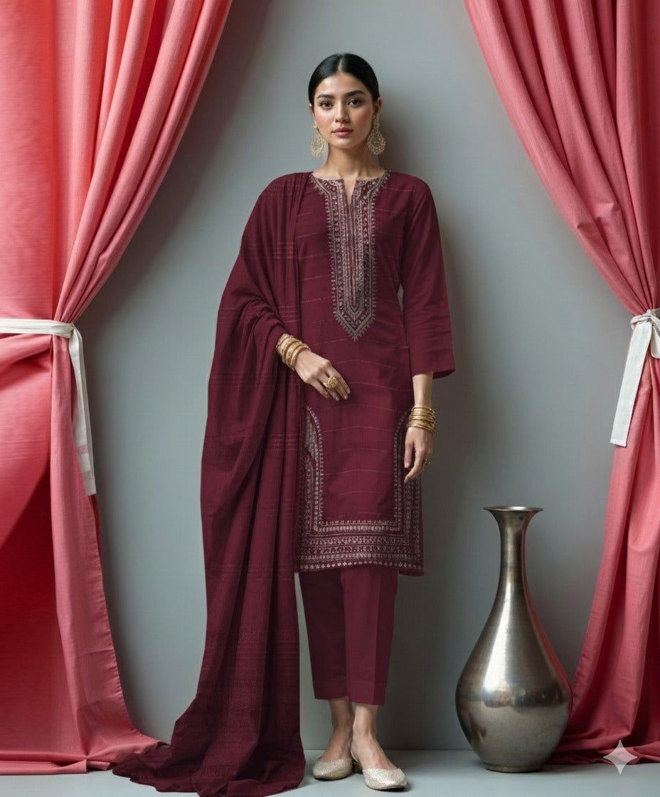 DHANAK Valvet 3PC EMBROIDERED