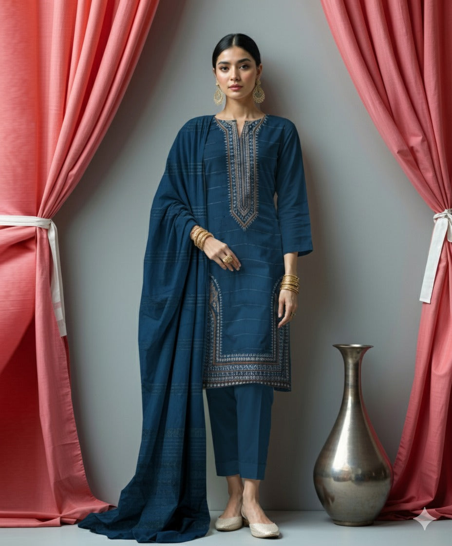 DHANAK Valvet 3PC EMBROIDERED