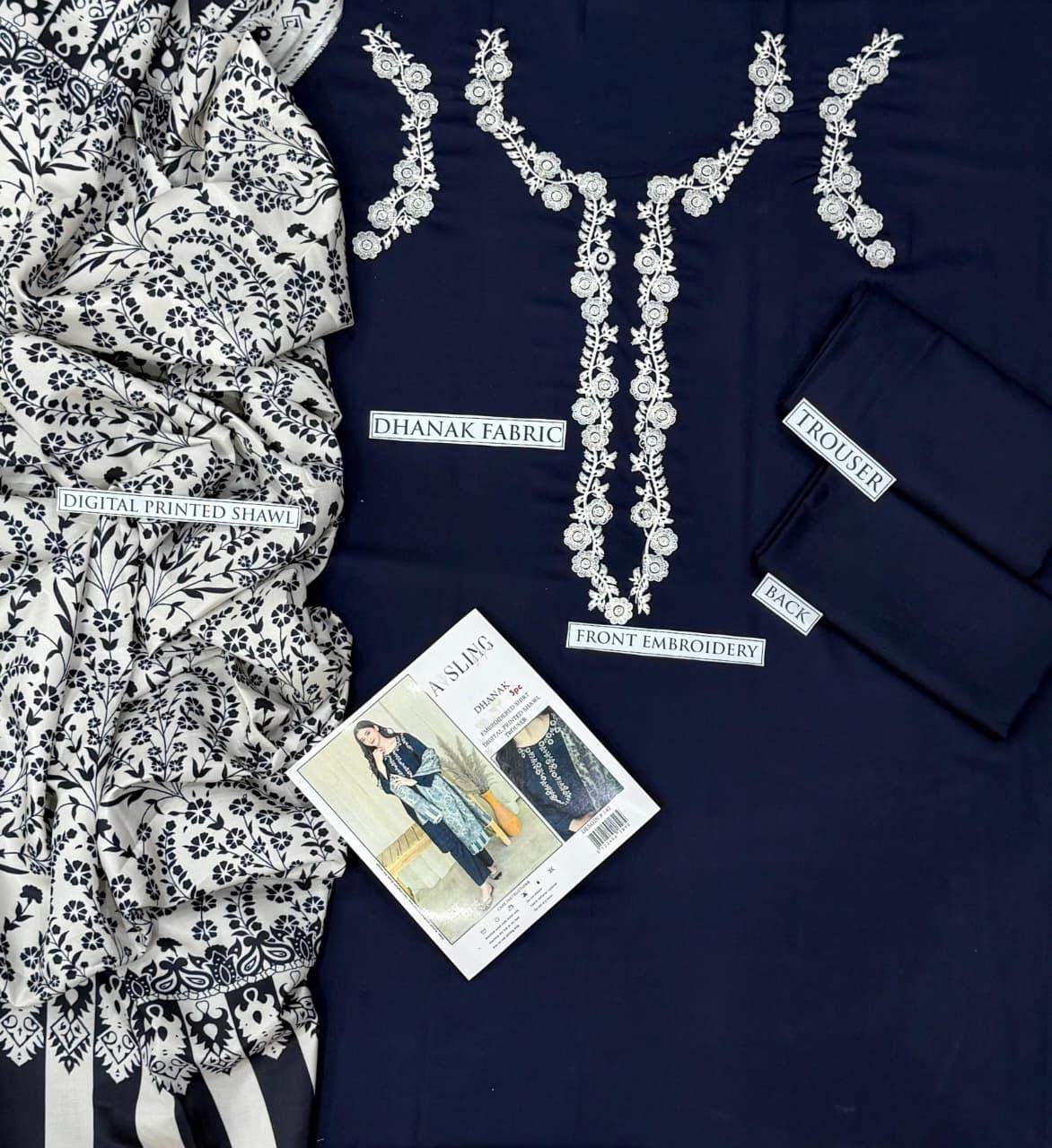 DHANAK 3PC EMBROIDERED