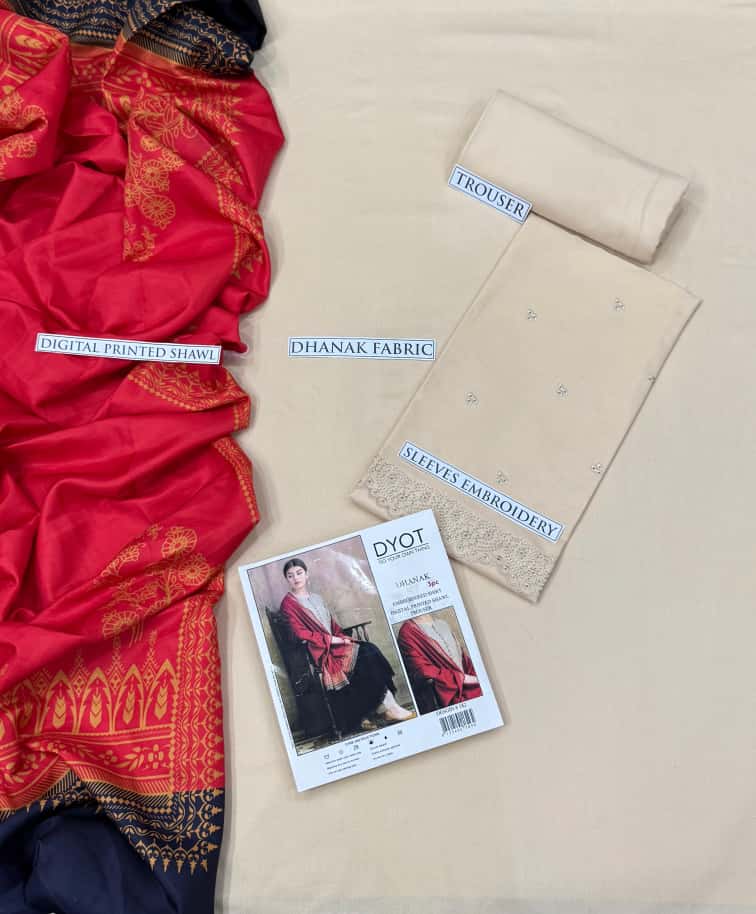 DHANAK 3PC EMBROIDERED