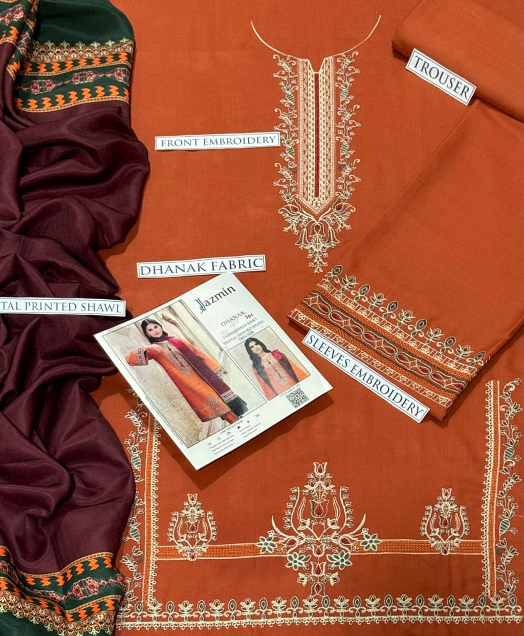 DHANAK 3PC EMBROIDERED