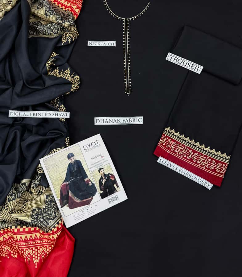DHANAK 3PC EMBROIDERED