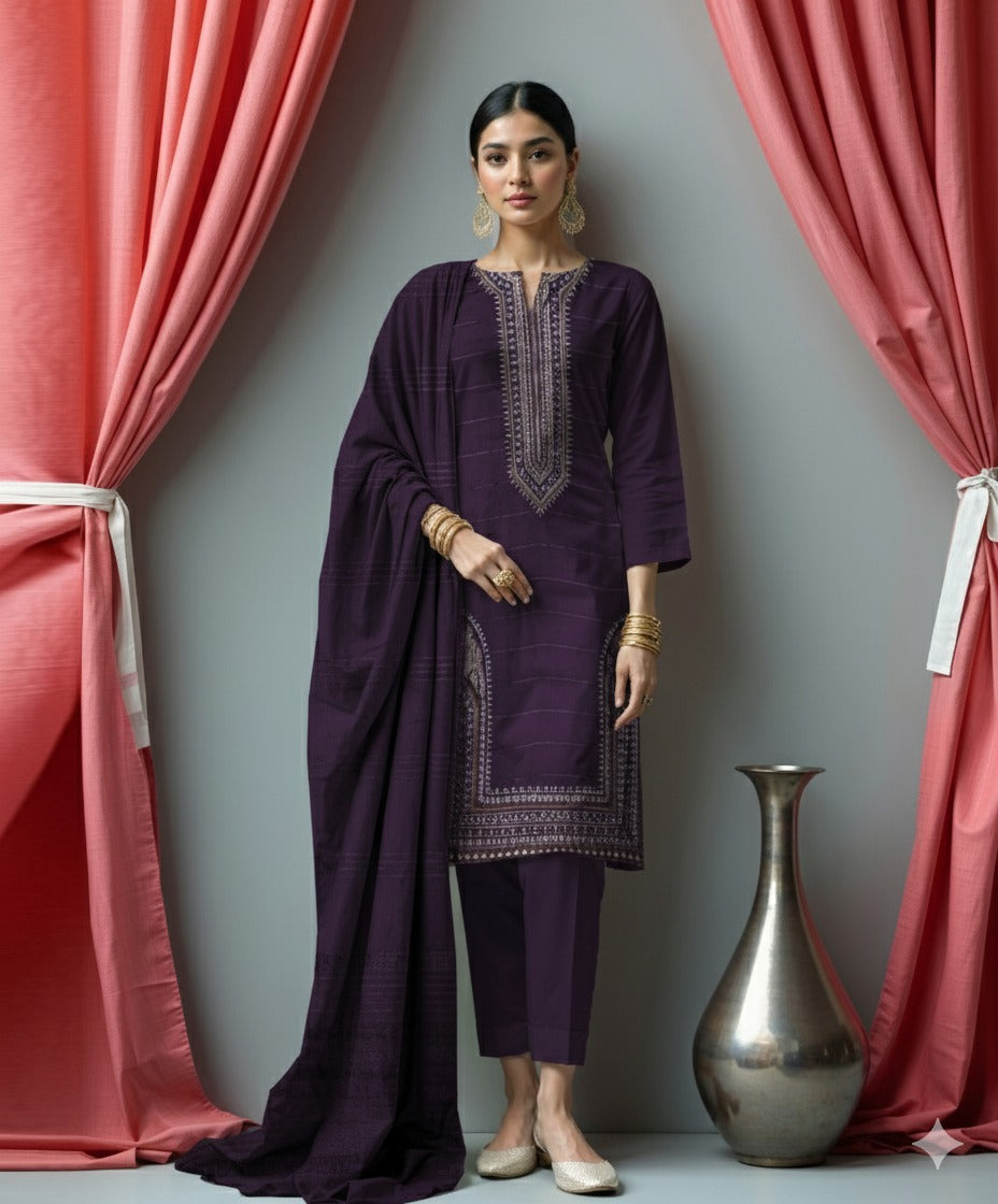 DHANAK Valvet 3PC EMBROIDERED