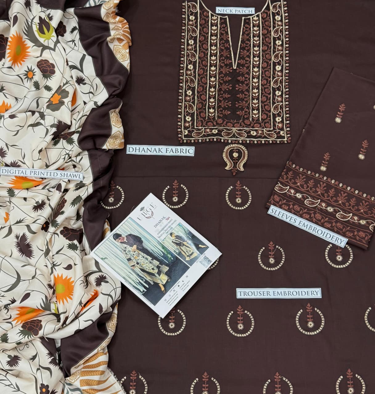 DHANAK 3PC EMBROIDERED